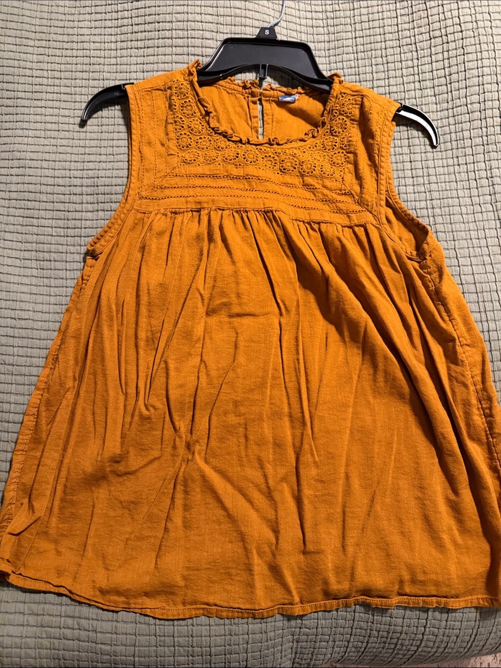 Women’s Sleeveless Embroidered Yoke Top - Copper-